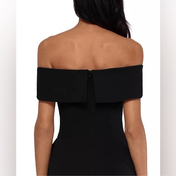 Betsy & Adam Black Ruffle Off-Shoulder Mermaid Gown Black Sz 6 - Picture 16 of 16